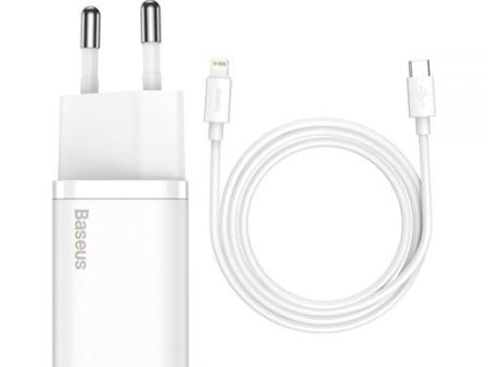 Carregador Rápido USB-C Baseus Super SI 20W + Cabo USB- C para Lightning 1m - Branco Online Hot Sale