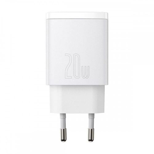 Carregador Rápido USB+USB-C com Power Delivery Baseus 20W - Branco For Cheap