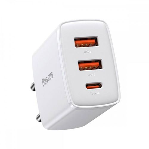 Carregador Baseus USB   USB- C com Carregamento Rápido 30W - Branco For Cheap